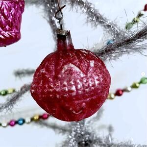 Antique Vintage Glass Ornament BUMPY PINK ROUND